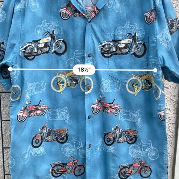 Halekulani Hawaiian shirt motorcycle motif short sleeve button down mens size XL - Picture 5 of 6
